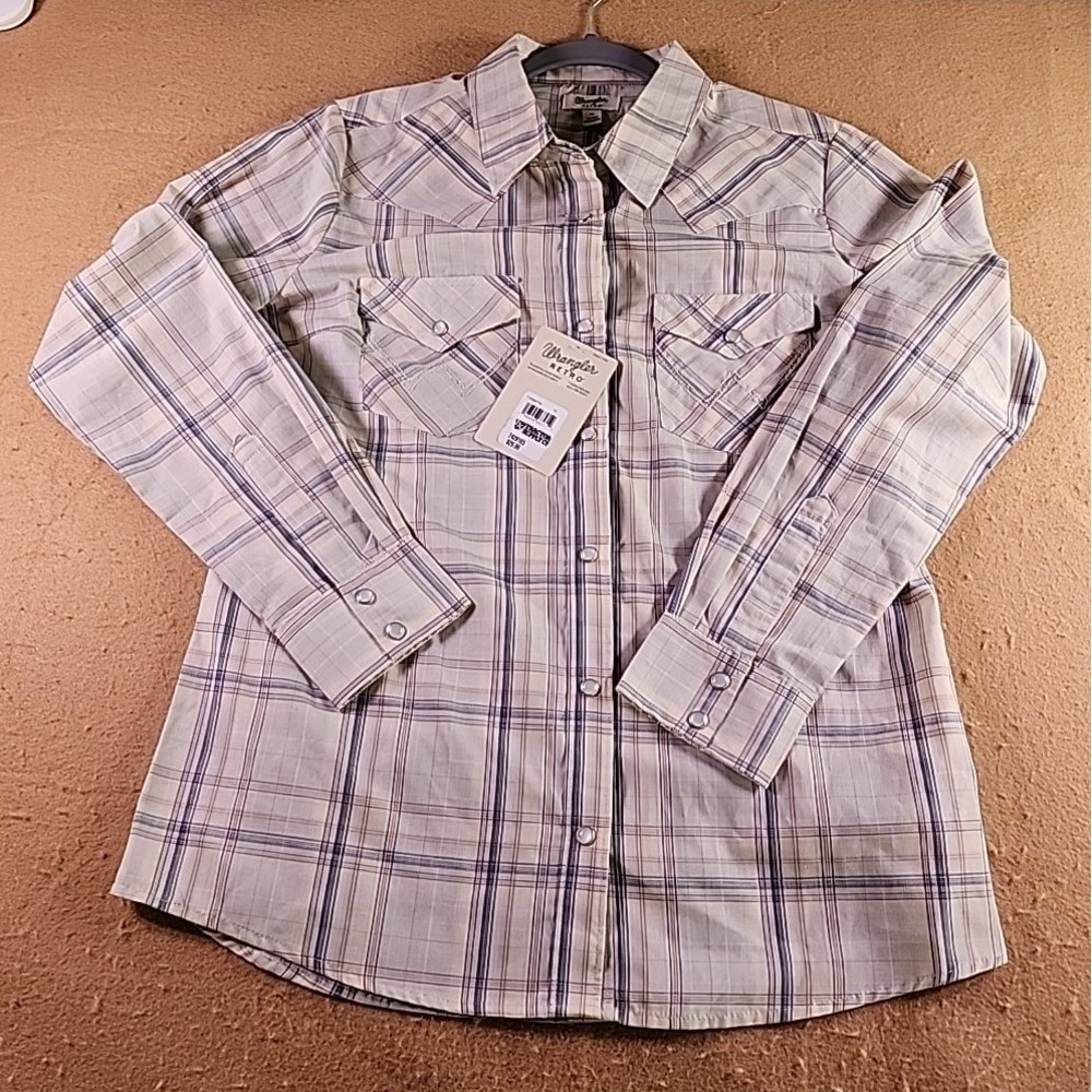 Wrangler Retro Mens Blue White Plaid Western Snap Long Sleeve Shirt 112360738 M